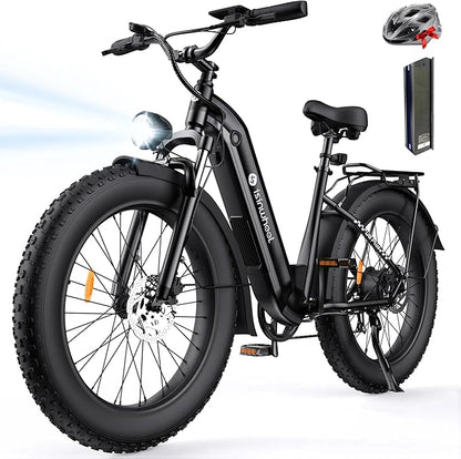 isinwheel U8 Plus Electric Bike for Adults,1500W Peak Motor Hydraulic Brake Ebike,Max 20/28MPH 75-105Miles Electric Bicycle with 13AH/18AH Battery,26" Step-Thru Fat Tire Commuter E Bike for Adults
