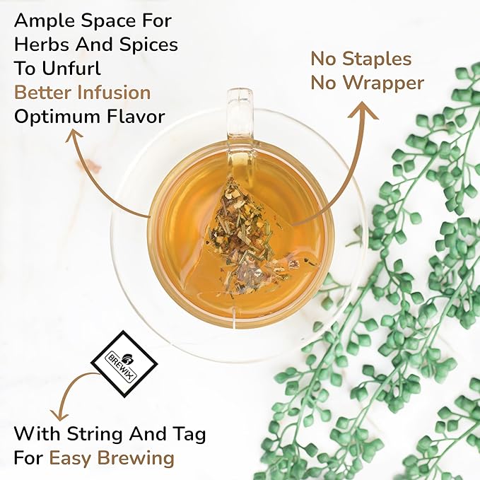 BREWIX, Dandelion Root Detox Tea (25 Pyramid Tea Bags) Caffeine-Free Herbal Blend with Ginger, Tulsi & Turmeric | Supports Liver Health & Gentle Cleanse | Natural & Refreshing | Direct from Source