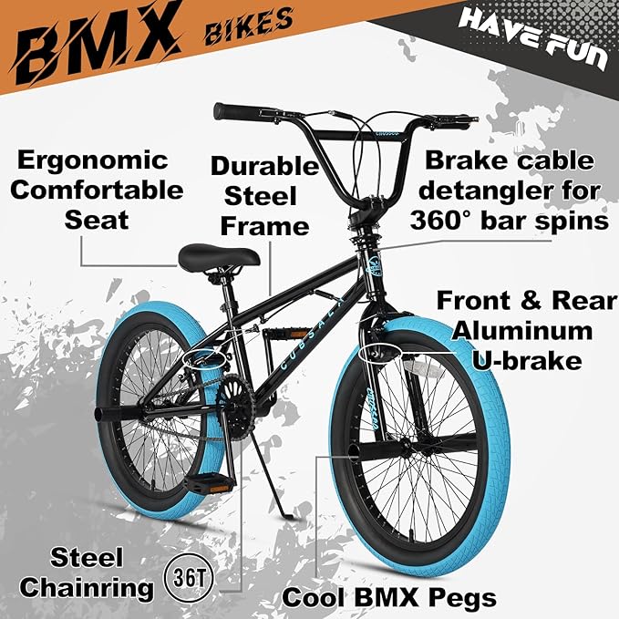 Freestyle BMX Bike, 18 20 Inch Kids Bicycle for 5-13 Years Old Kids and Beginner Level Rider, Multiple Colors