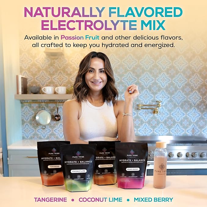 Electrolytes Powder Packets - Sugar Free Hydration Powder Drink Mix Loaded with 6 B Vitamins & Minerals - Energy Drink for Muscle and Mood Support - Passion Fruit Flavor - 30 Servings