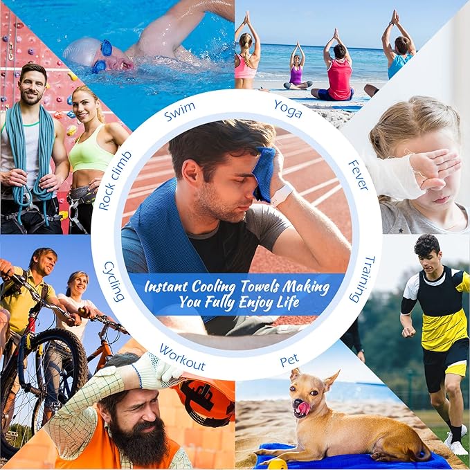 20 Pcs Cooling Towel 40 x 12 Ice Towel for Neck and Face Microfiber Chilly with Bag Breathable Yoga Gym Stay Cool Towels Sweat Rag for Workout Running Camping Pilates Beach Accessories (Royal Blue)