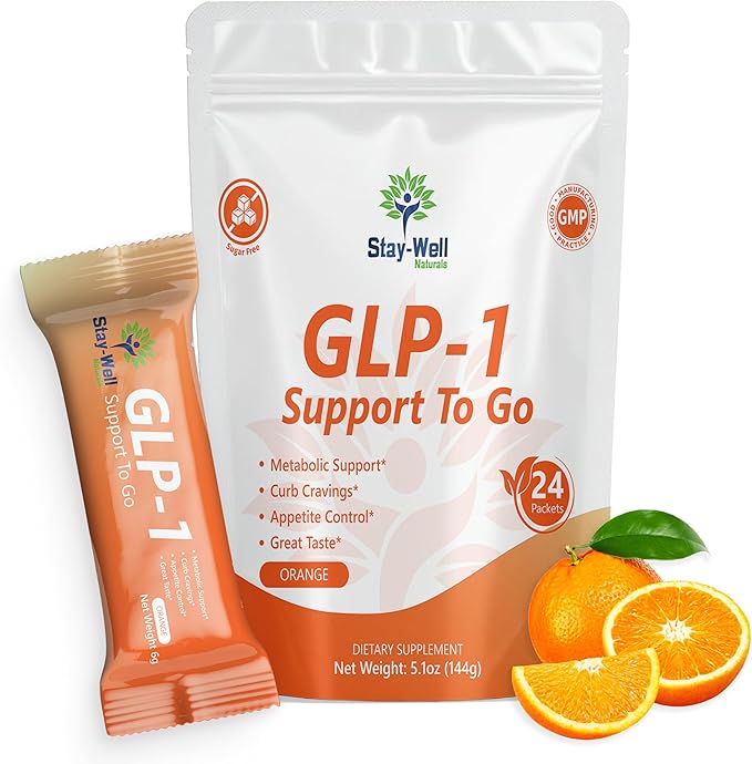 GLP-1 Supplement | Natural GLP-1 Production | GLP 1 Booster Drink Mix to Control Appetite and Cravings | Great Tasting Metabolic Support - Yerba Mate, Garcinia Cambogia, Berberine [Orange]