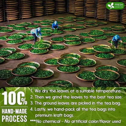 FreshDrinkUS, Premium 40 Papaya Leaf Tea Bags, 100% Natural & Pure. Loose Leaf Papaya Herbal Tea. Made with Natural Material Tea Bags. No Sugar, No Caffeine, No Gluten, Vegan.