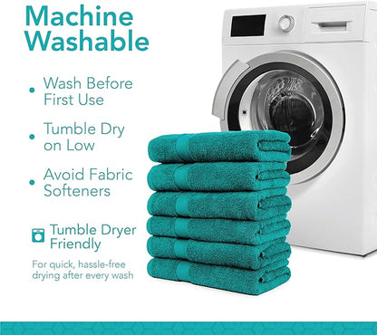 Pleasant Home Bath Towels Set of 6 (24” x 50”) 100% Cotton, 515 GSM | Lightweight, Soft & Absorbent Luxury Towels for Bathroom | for Gym, Pool & Spa | 6 Pack, Teal