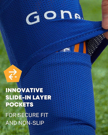 Gonex Soccer Shin Guards for Kids Adult, Youth Boys Girls Shin Guards Slip in Soccer Shin Pad Sleeves Canilleras for Football Games, EVA Cushion Protection Reduce Shocks & Injuries