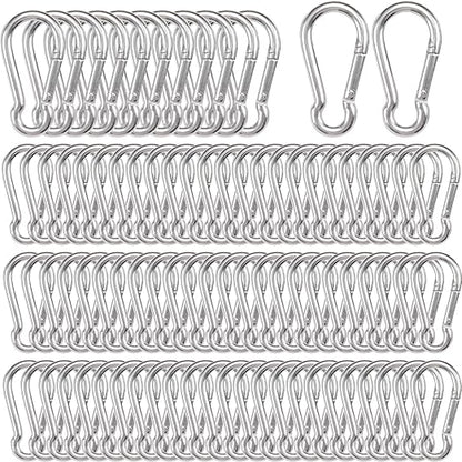 150 Pcs Carabiner Clip Spring Snap Hook, M5 2 Inch Heavy Duty Galvanized Steel Spring Snap Hook, Quick Link Keychain Clip for Keys Swing Set Camping Fishing Hiking Traveling(220 lbs Capacity)