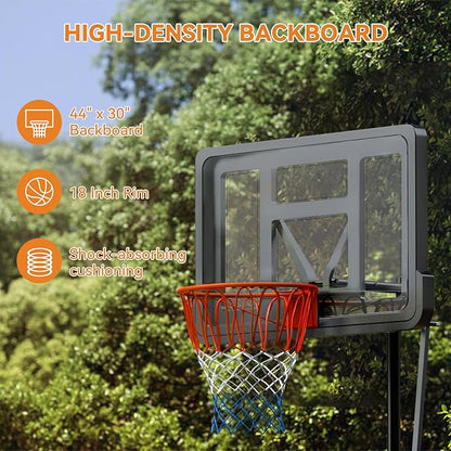 GORISE Portable Basketball Hoop for Home Outdoor Use, Adjustable Height, Shatterproof Backboard, for Daily Practice in Backyard or Garage Indoor Outdoor Backyard Pool