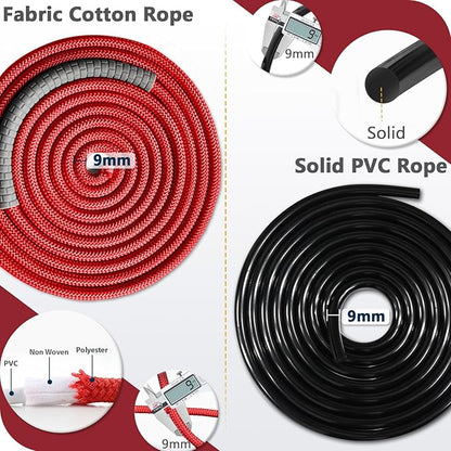 Weighted Jump Rope, 1LB Tangle-Free Ball Bearing Rapid Speed Skipping Rope for Men Women, Adjustable 9mm Cotton & PVC Rope with Alum Handle for Boxing MMA Weight-Loss Athletic Workout Fitness