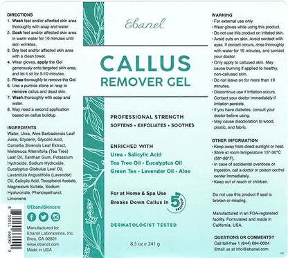 Ebanel Set of Professional Callus Remover for Feet, and Urea Cream 40% Plus Salicylic Acid 2%, Heel Foot Callus Remover Gel Exfoliator Dead Skin Cuticle Removal Toenail Softener Keratolytic Pedicure