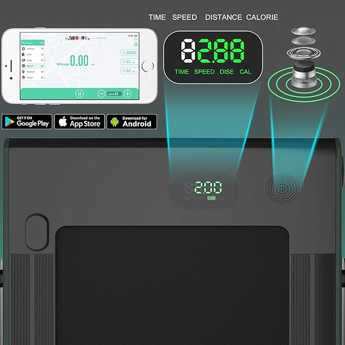 GYMAX Walking Pad, 2.25HP Foldable Treadmill with Smart App & Remote Control, Bluetooth LED Monitor, Small Spaces Compact Running Machine, Folding Portable Under Desk Treadmill for Home Office