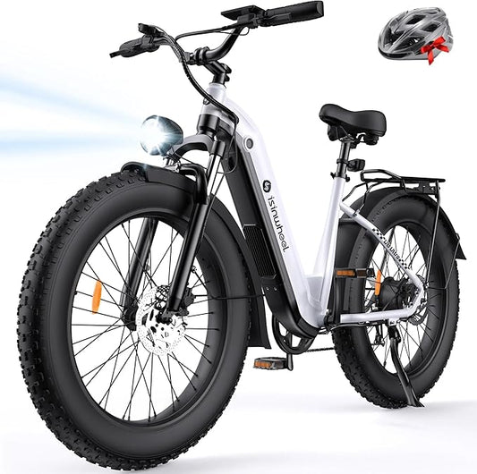 isinwheel U8 Plus Electric Bike for Adults,1500W Peak Motor Hydraulic Brake Ebike,Max 20/28MPH 75-105Miles Electric Bicycle with 13AH/18AH Battery,26" Step-Thru Fat Tire Commuter E Bike for Adults