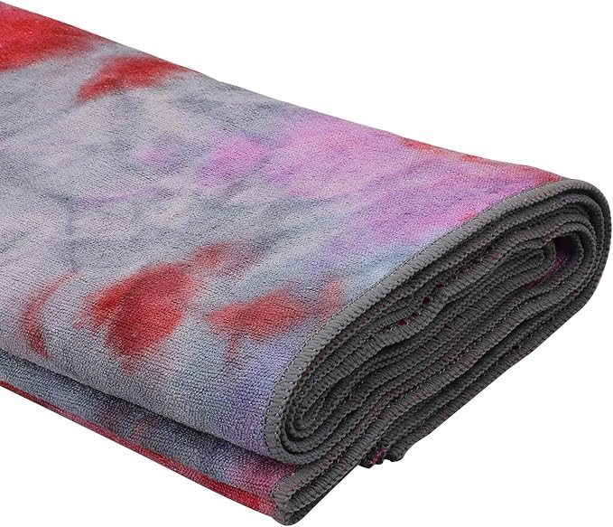 Yoga Towels , Non Slip Hot Yoga Towel Skidless Waffle Texture, 100% Absorbent Odorless Microfiber Yoga Blanket, Standard Sized 24 inchx72 inch Mat Towel (Pink & Red)1