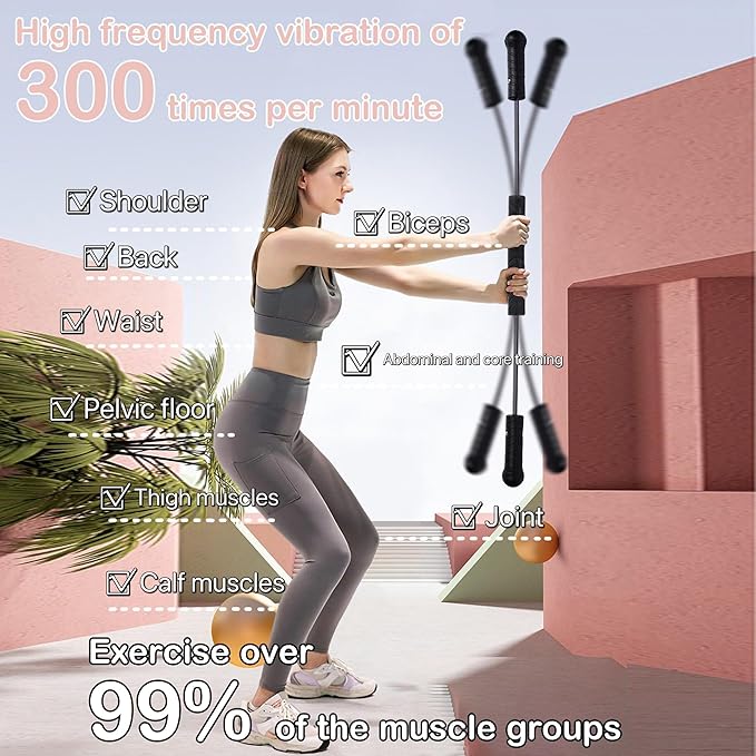 Elastic Fitness bar, Weight bar, Core Strength Training, Arm Twister, Home Gym Workout, Suitable for Men, Women Body Shaping and Fat Burning Training