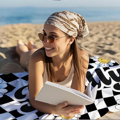 JML Personalized Beach Towel with Name, Custom Flower Beach Towel, Customized Microfiber Pool Towel, Quick Dry & Absorbent Swim Towel for Adult,Mother's Day, Birthday, Summer Holiday,Vacation