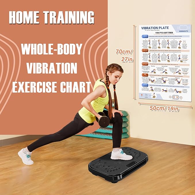 2 packs Vibration Plate Exercise Poster, 30 Day Workout Chart for Fitness Training