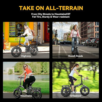 1000W Folding Electric Bike, 48V 20AH Large Removable Battery E Bike,30+MPH, 80 Miles Max Range, 20" Fat TireElectric Bike for Adults, Adult Electric Bicycles for CommuteBeach Snow