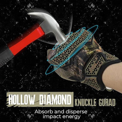 HANDLANDY Fingerless Framer Work Gloves for Men, Utility Grip Paded Gloves for Tactical Shooting Airsoft Hunting Driving (Camo- 3 Fingerless, Large (Pack of 1))