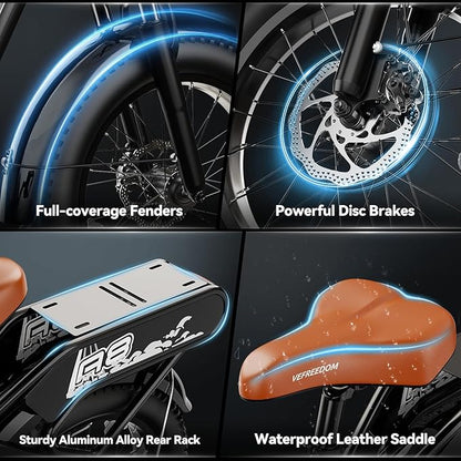 1500W Peak Motor Electric Bike for Adults Up to 80 Miles 30MPH Dirt Ebike 20" x 4 Fat Tire 48V 20Ah Removable Battery Mountain E Bike Commuter Full Suspension Bicycles for Men Women