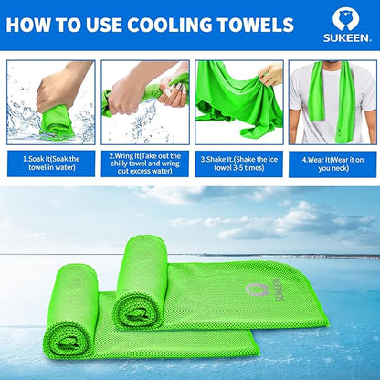 Sukeen 12 Pack Cooling Towel (40"x12"), Ice Towel Sets,Soft Breathable Chilly Towel,Microfiber Towel for Yoga,Sport,Running,Gym,Workout,Camping,Fitness,Workout