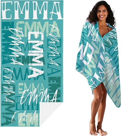 JML Personalized Beach Towel with Name, Custom Beach Towel with Name, Customized Microfiber Pool Towel, Quick Dry & Absorbent Swim Towel for Adult,Anniversary, Birthday, Summer Holiday,Vacation