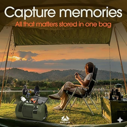 Earth Pak Waterproof Duffel Bag - Heavy Duty Motorcycle Dry Bag with Large Storage Space Perfect for Traveling, Camping, Kayaking, Fishing & Canoeing Bag 50L/70L/90L/120L Sizes