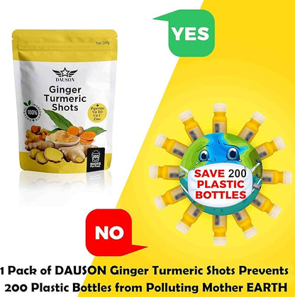 Ginger Turmeric Supplements with Piperine, Orange, Vitamin C, Vitamin D3 & Zinc | Ginger Turmeric Shots for Joint, Heart, Brain, Gut & Skin Health | 200 Servings | Ayurvedic | Powder