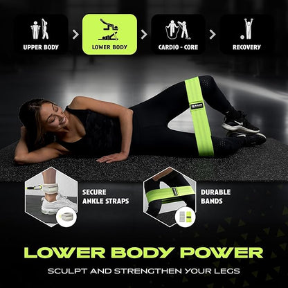 Ex Kit Home Gym Equipment with Carry Bag - 10Pcs Resistance Bands Kit with Handles, Door Anchor, Jump Rope, Booty Bands & More – Full Body Workout Bands Set for Strength, Cardio & Flexibility