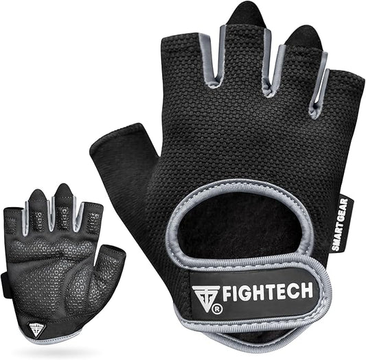 FIGHTECH Workout Gloves for Men and Women, Fingerless Weight Lifting Gloves with Cushioned Palms, Gym Gloves for Exercise Fitness Training Climbing Cycling, Breathable and Lightweight