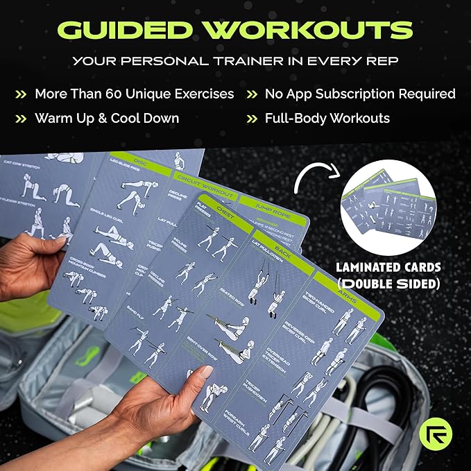 Ex Kit Home Gym Equipment with Carry Bag - 10Pcs Resistance Bands Kit with Handles, Door Anchor, Jump Rope, Booty Bands & More – Full Body Workout Bands Set for Strength, Cardio & Flexibility