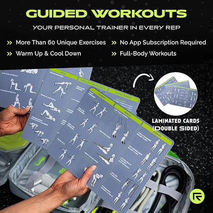 Ex Kit Home Gym Equipment with Carry Bag - 10Pcs Resistance Bands Kit with Handles, Door Anchor, Jump Rope, Booty Bands & More – Full Body Workout Bands Set for Strength, Cardio & Flexibility