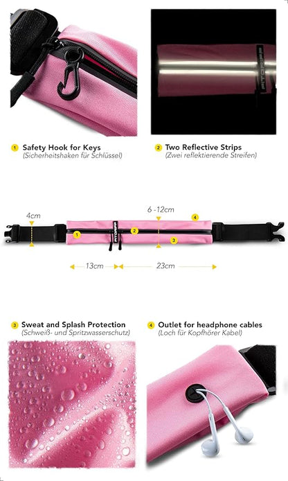 Fitgriff® Running Belt for Men & Women - Secure Jogging Pouch for Phone, Keys & Essentials - For All Cell Phones