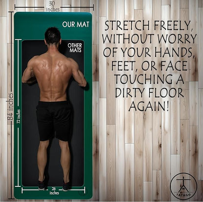 Tatago Hot Yoga Mat Non Slip-Professional Grade Natural Rubber Yoga Mat, Pliates Mat, Stretching Mat or exercise mats for home workout. Nonslip for Hot and Sweaty Classes. Includes Yoga Strap for Carrying and Stretching too.