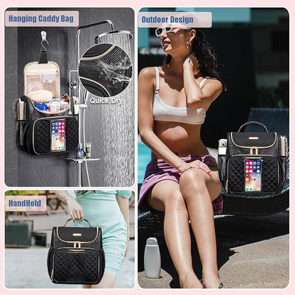 Large Toiletry Bag for Women Men,Portable Shower Caddy For College Dorms,Gym Shower Bag for Women, Quick Dry Hanging Toiletry Bag Bathroom Accessories Bag for Traveling, Camping Essentials