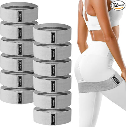 12 Pcs Fabric Resistance Bands for Working Out Booty Workout Stretch Exercise Bands Non Slip for Legs Squat Resistance Loop for Women Men Starter Butt Hip Thigh Fitness