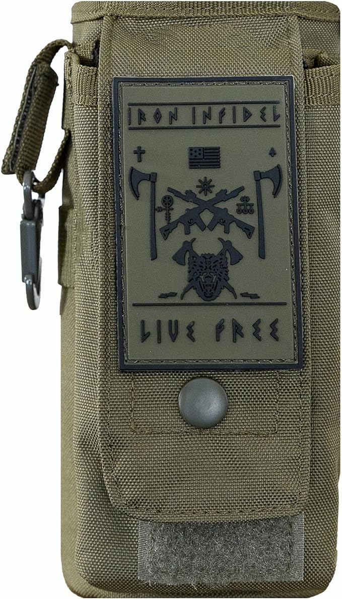 Iron InfideI Battle Bottle Sleeve - 64 oz and 32 oz Water Bottle Sleeve Only for Half Gallon 1L Steel Water Bottle | Rugged Cover with Molle for Versatile Design with Storage for Phone, Wallet & Keys