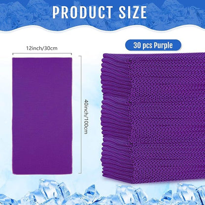 Hosuly 30 Pack Cooling Towels, 40"x12" Ice Breathable Soft Chilly Sweat Rag Microfiber Workout Rags for Gym Cooling Towels for Neck and Face for Yoga Golf Sport Running