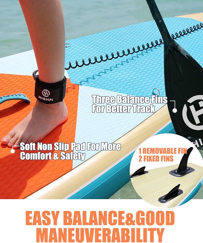 Highpi Inflatable Stand Up Paddle Board for Youth and Adults – Wide Sup with Premium Accessories, Blow Up Paddleboard for Surfing, Fishing, Yoga & More