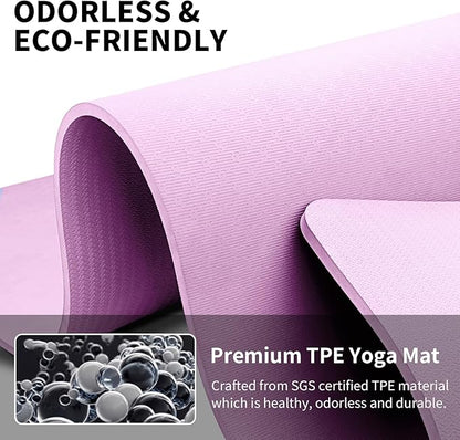 Hatha Yoga Extra Long TPE Yoga Mat 79" x 40” x 1/2" Thick Non-slip Exercise Mat for Home Gym Use, Yoga, Pilates, Fitness & Workouts