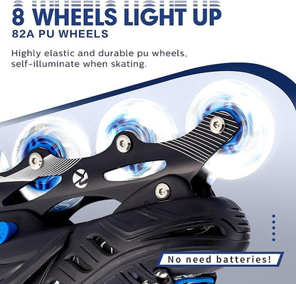 Inline Skates for Kids and Adult, Adjustable Fun Illuminating Skates for Girls, Boys, Women and Men Outdoor and Indoor, Beginner