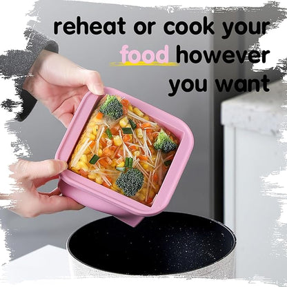 2-Cup Silicone Freezer Trays with Lids – Perfect for Meal Prep, Portion Control, and Easy Freezing-Meal Prep Container Molds for Soup,Leftovers (Cotton Candy, 4 Pack)