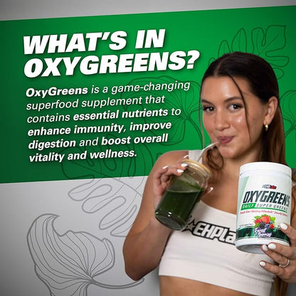 EHP Labs OxyGreens Super Greens Powder - Spirulina & Chlorella Superfood, Green Juice Powder & Greens Supplements with Prebiotic Fibre, Antioxidants & Immunity Support, 30 Serves (Passionfruit)