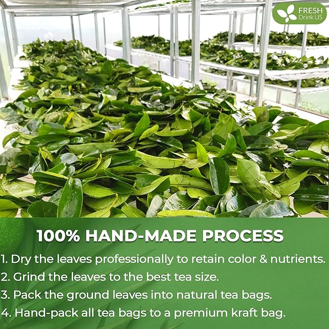 FreshDrinkUS, Premium 15 Soursop Graviola Leaf Tea Bags, 100% Natural & Pure from Soursop Leaves, Hoja Guanabana Herbal Tea. Made with Natural Material Tea Bags. No Sugar, No Caffeine, Vegan.