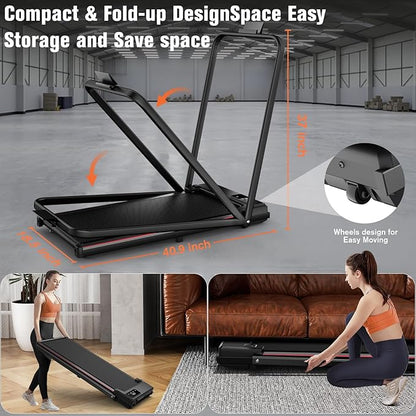 7.8MPH Incline Treadmill for Home, Walking Pad with Handle Bar, Under Desk Compact Treadmill with 350 Lbs Capacity, LED Display & APP, Remote Control, 3.0HP