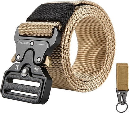 KingMoore Men's Tactical Belt Heavy Duty Webbing Belt Adjustable Military Style Nylon Belts with Metal Buckle