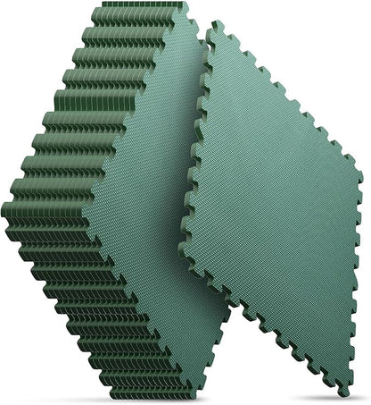 Home Gym Mat, Puzzle Exercise Mat, EVA Interlocking Foam Floor Tiles for Home Workout Equipment and Kids' Play Areas - Blue, 24 in x 24 in x ½ in - (Green, 16 Pack(64 SQ FT))