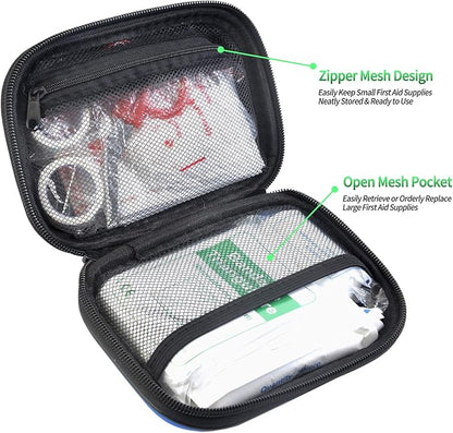 I GO 85 Pieces Hard Shell Mini Compact First Aid Kit, Small Personal Emergency Survival Kit for Travel Hiking Camping Backpacking Hunting Marine Car