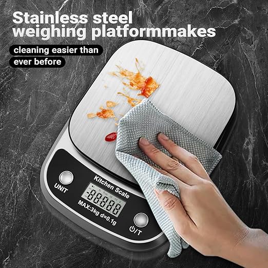 Food Kitchen Scale Digital Weight Grams and Oz，Professional Small Digital Kitchen Food Scales 3kg/0.1g for Weight Loss