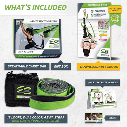 EverStretch Non-Elastic Stretching Strap with Loops - Move Freely with This Looped Stretch Strap Premium Stretch Band for Sports, Physical Therapy and Recovery from Knee Replacement Surgery.