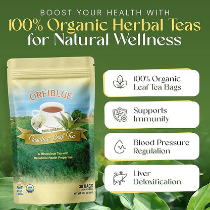 100% Organic Insulina Leaf Tea bags | Organic Herbal Teas | Premium Quality & Flavorful Blends - 0 Sugars, 0 Carbs, 0 Fats, 1% Sodium (25mg) | Rich in Vitamins - Detox, Immunity, Wellness & More