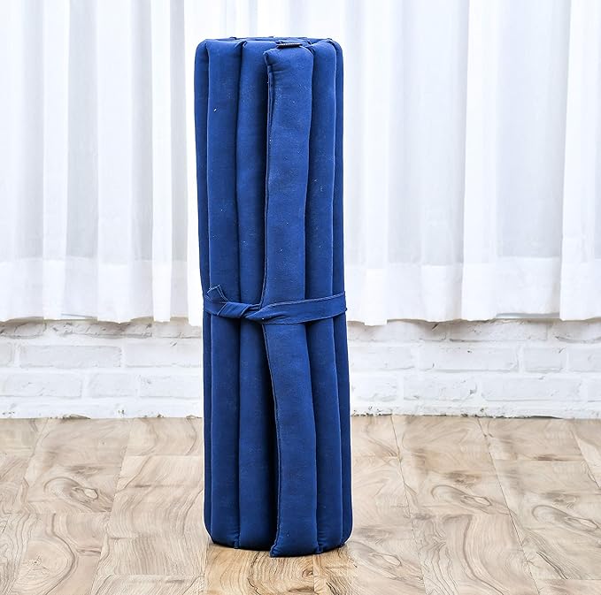 Leewadee Meditation Cushion Set – 1 Round Zafu Meditation Pillow and 1 Square Roll-Up Zabuton Meditation Mat, Pillows Bundle Filled with Kapok